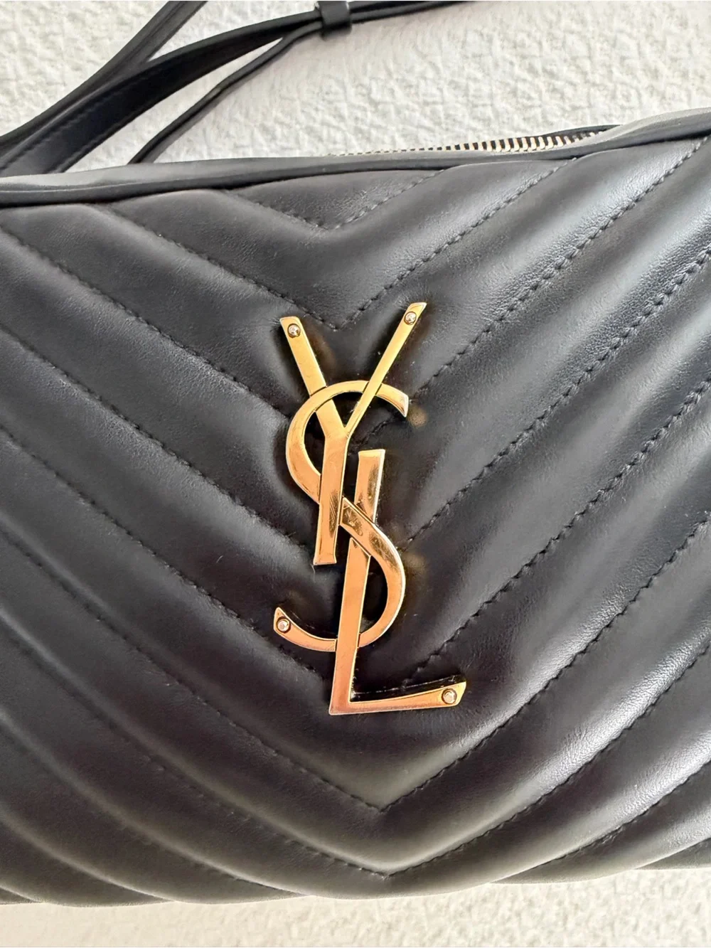 Saint Laurent Black Quilted Camera Crossbody Bag with Gold YSL Logo